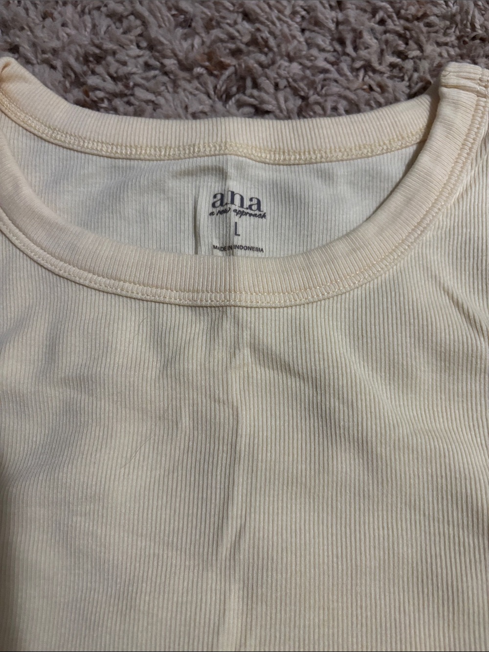 a.n.a Cream Ribbed Tank Top - Picture 2 of 2